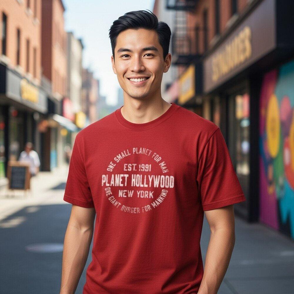 Planet Hollywood Red Burger Statement Medium T Shirt Short Sleeve Tee M